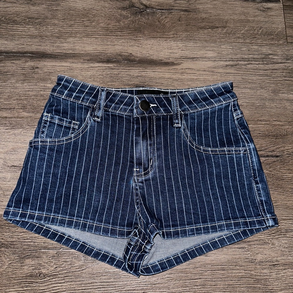 dELiA*s Blue Jean Shorts with Pinstripe Pattern